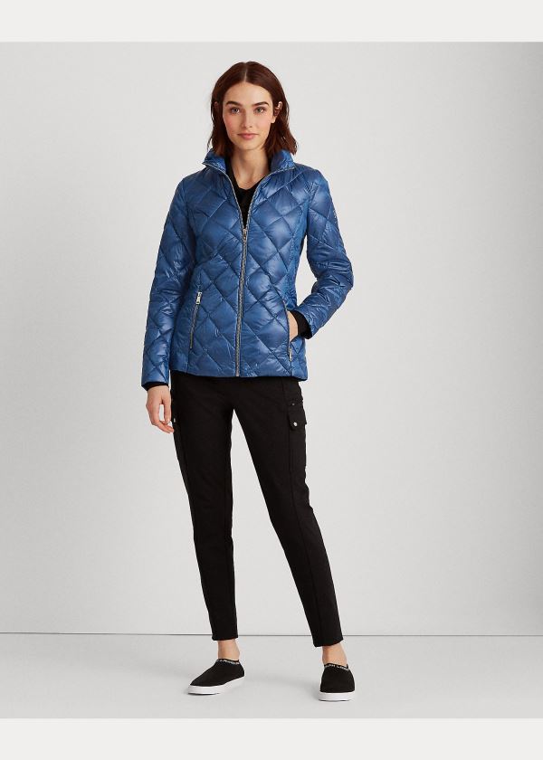 Płaszcze Ralph Lauren Quilted Mockneck Jacket Damskie Niebieskie | CGBS8430