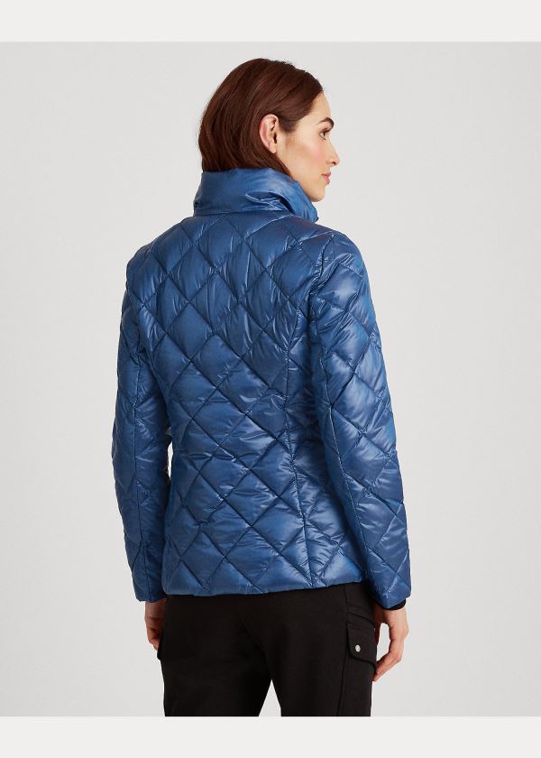 Płaszcze Ralph Lauren Quilted Mockneck Jacket Damskie Niebieskie | CGBS8430