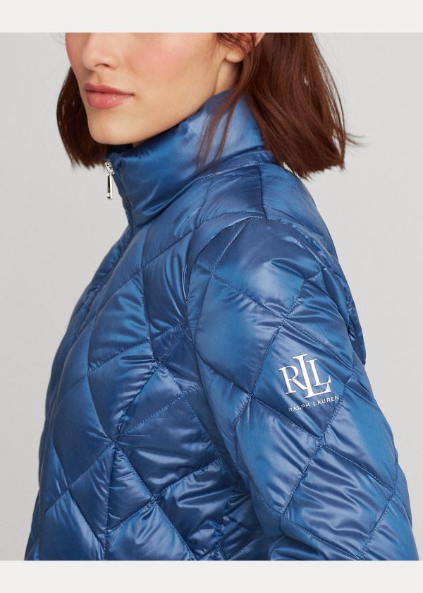 Płaszcze Ralph Lauren Quilted Mockneck Jacket Damskie Niebieskie | CGBS8430