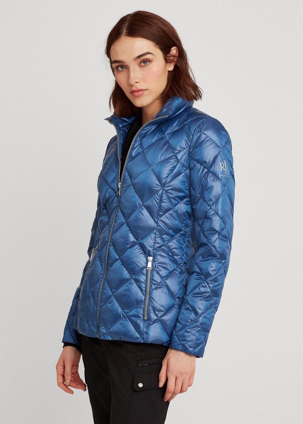 Płaszcze Ralph Lauren Quilted Mockneck Jacket Damskie Niebieskie | CGBS8430