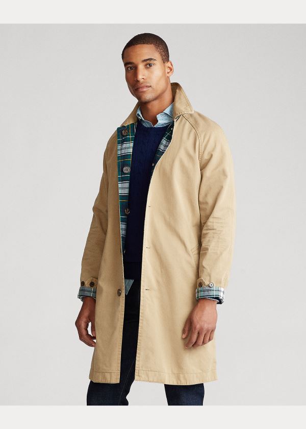 Płaszcze Ralph Lauren Reversible Balmacaan Coat Męskie Khaki | EYAH4374