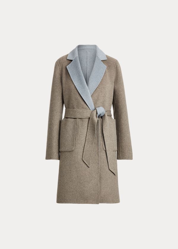 Płaszcze Ralph Lauren Reversible Wool-Blend Coat Damskie Szare Niebieskie | QLQH7747