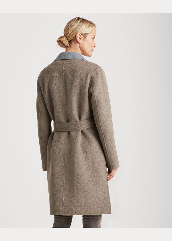 Płaszcze Ralph Lauren Reversible Wool-Blend Coat Damskie Szare Niebieskie | QLQH7747