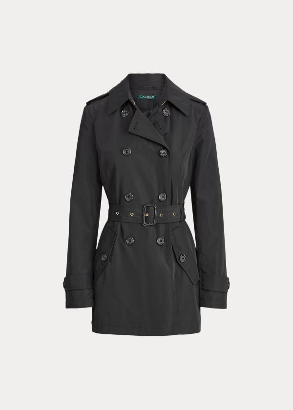 Płaszcze Ralph Lauren Short Taffeta Trench Coat Damskie Czarne | PHYT5991