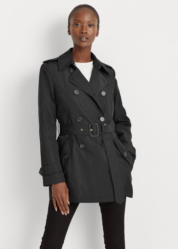 Płaszcze Ralph Lauren Short Taffeta Trench Coat Damskie Czarne | PHYT5991