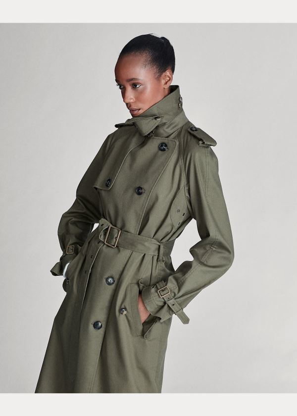 Płaszcze Ralph Lauren Sinclair Trench Coat Damskie Oliwkowe | YJJJ5449