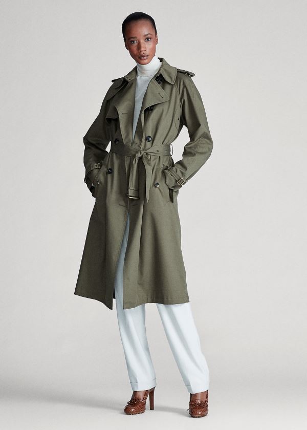 Płaszcze Ralph Lauren Sinclair Trench Coat Damskie Oliwkowe | YJJJ5449