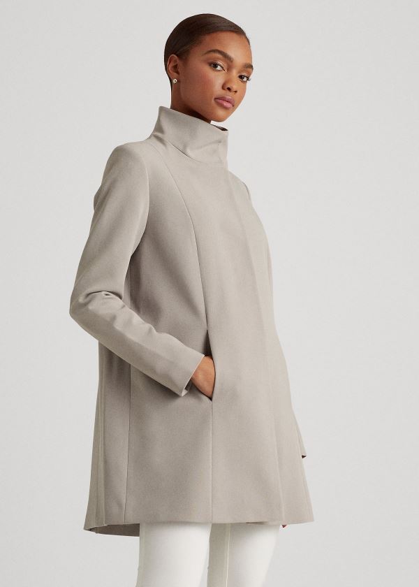 Płaszcze Ralph Lauren Stand-Collar Crepe Coat Damskie Szare | XLOW6663