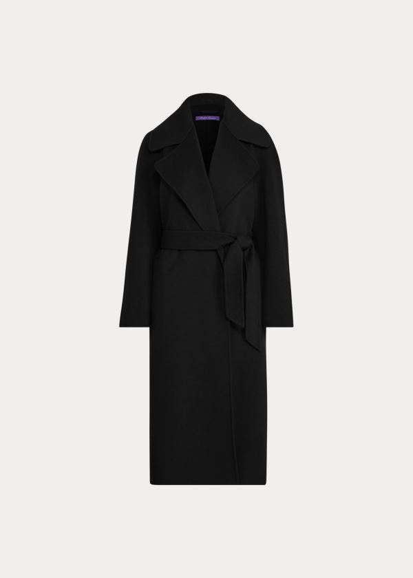 Płaszcze Ralph Lauren The Wrap Coat Damskie Czarne | WFTJ6077