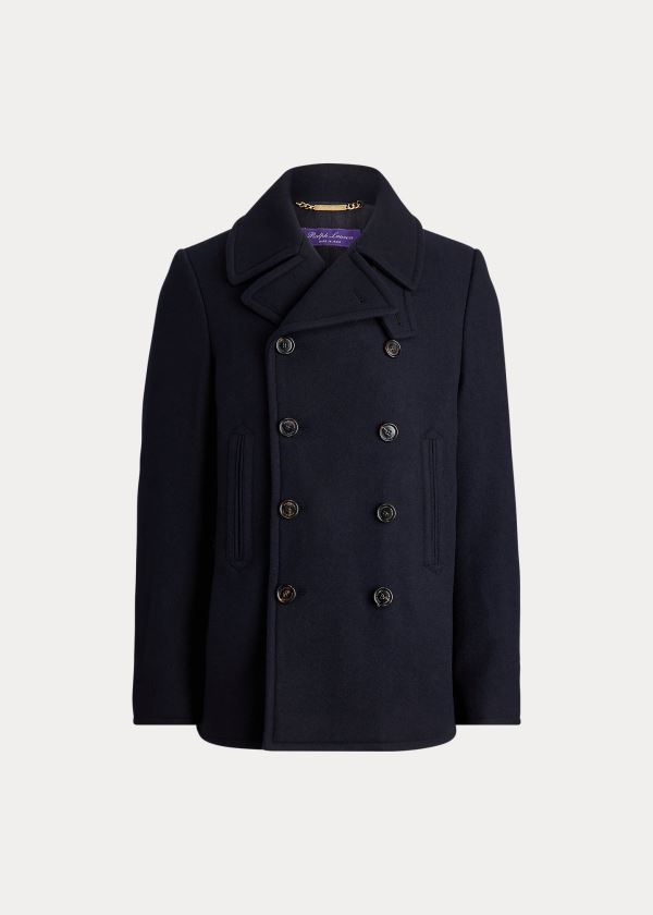 Płaszcze Ralph Lauren Wool-Cashmere Peacoat Męskie Granatowe | KDIH6877