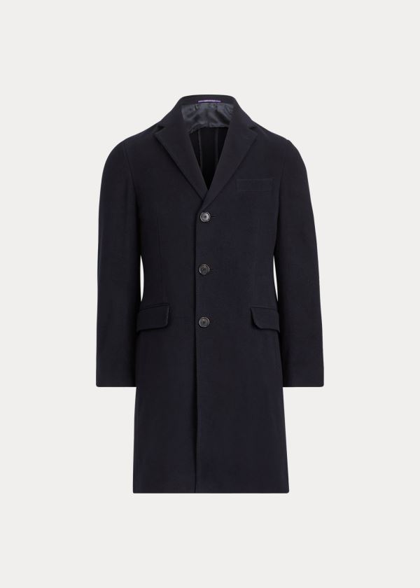 Płaszcze Ralph Lauren Wool-Cashmere Topcoat Męskie Granatowe | MKXY0996