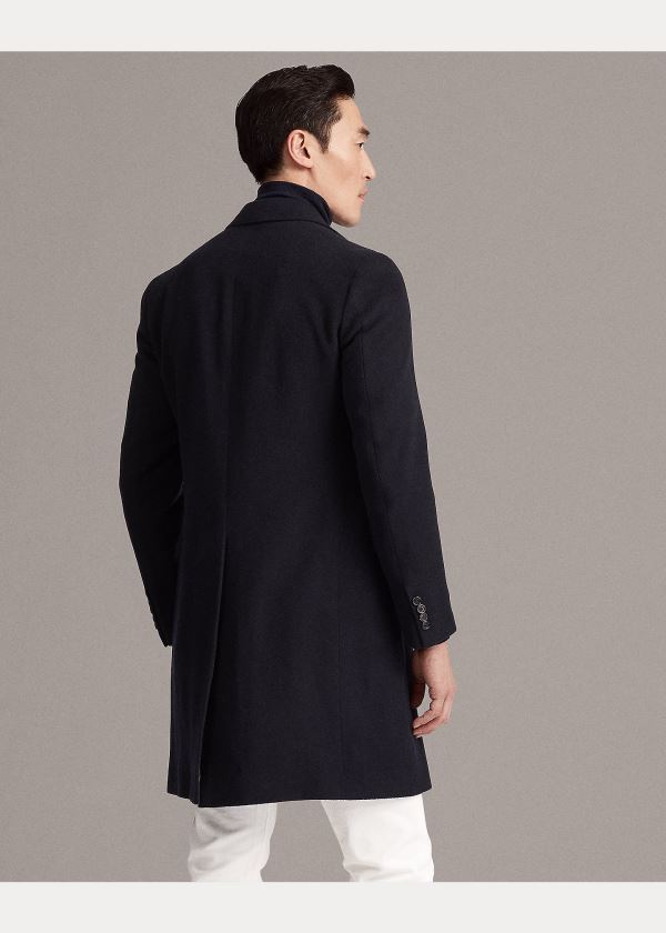 Płaszcze Ralph Lauren Wool-Cashmere Topcoat Męskie Granatowe | MKXY0996