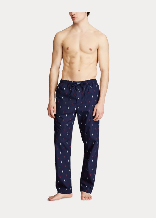 Piżama Ralph Lauren Allover Pony Pajama Pant Męskie Granatowe Czerwone | JDRP0043