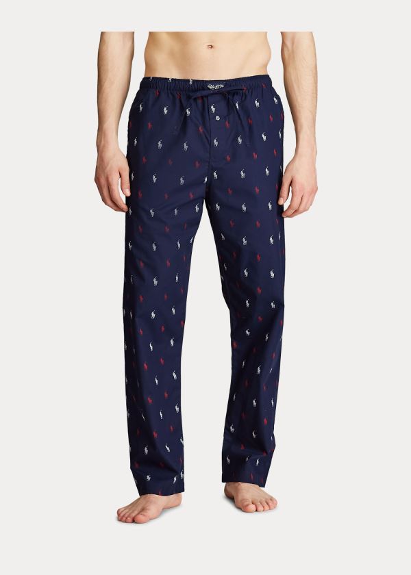 Piżama Ralph Lauren Allover Pony Pajama Pant Męskie Granatowe Czerwone | JDRP0043