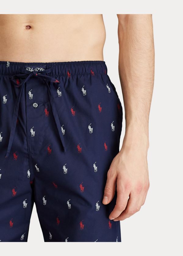 Piżama Ralph Lauren Allover Pony Pajama Pant Męskie Granatowe Czerwone | JDRP0043