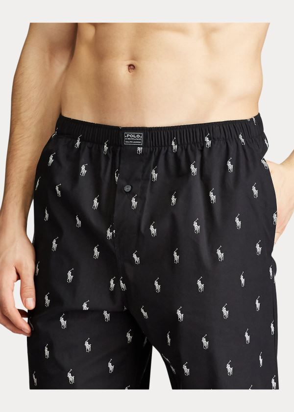 Piżama Ralph Lauren Allover Pony Pajama Pant Męskie Czarne | QKRX0304