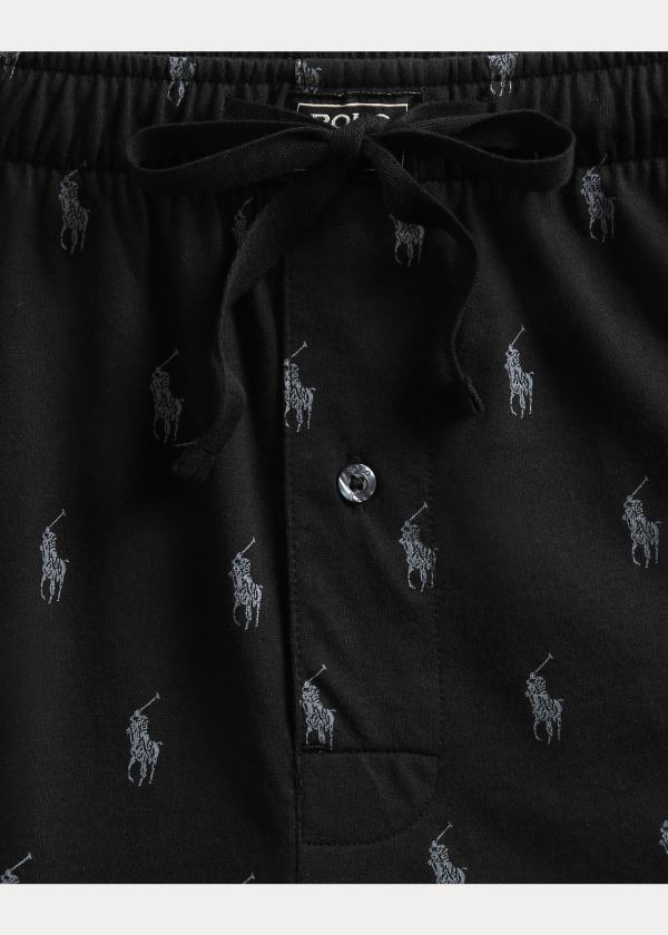 Piżama Ralph Lauren Allover Pony Pajama Short Męskie Czarne | JVKS7808