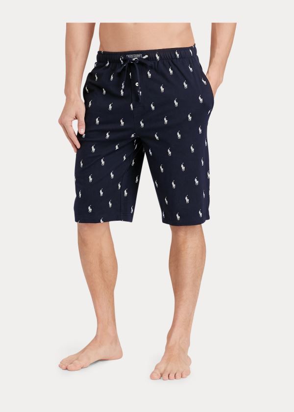 Piżama Ralph Lauren Allover Pony Pajama Short Męskie Granatowe Białe | QBVG9146