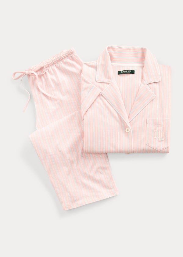 Piżama Ralph Lauren Cotton Capri Sleep Set Damskie Różowe | EWTB6290