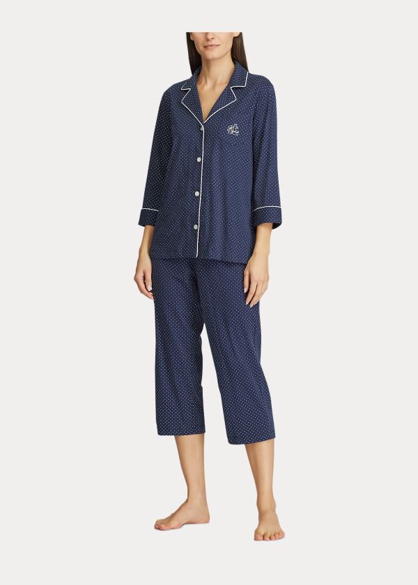 Piżama Ralph Lauren Cotton Capri Sleep Set Damskie Granatowe | CMTC6646