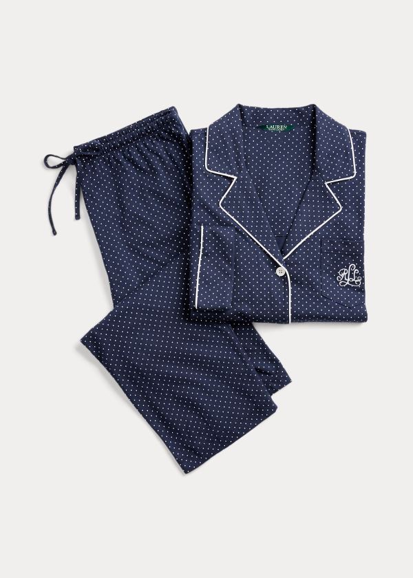 Piżama Ralph Lauren Cotton Capri Sleep Set Damskie Granatowe | CMTC6646