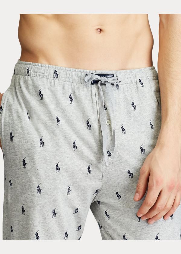 Piżama Ralph Lauren Cotton Jersey Jogger Męskie Szare Granatowe | FUEX2316