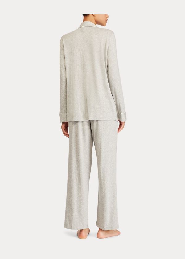 Piżama Ralph Lauren Cotton Jersey Pajama Set Damskie Szare | IZWA9152