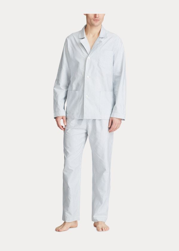 Piżama Ralph Lauren Cotton Pajama Gift Set Męskie Niebieskie Białe | XOOB3424