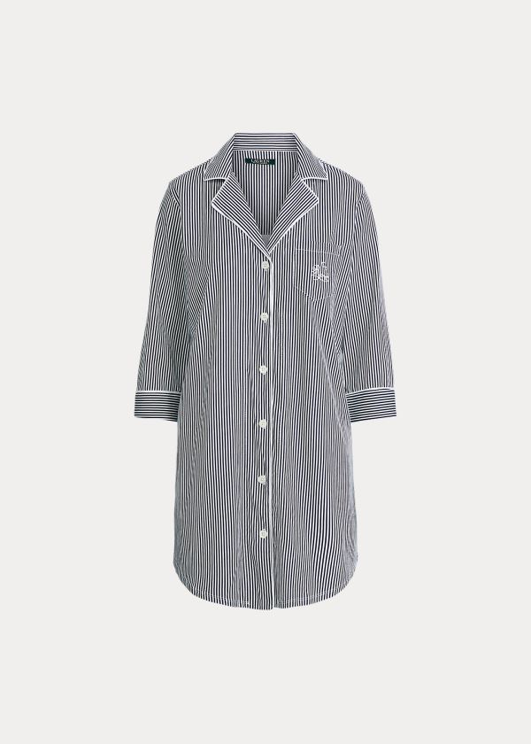 Piżama Ralph Lauren Cotton Sleep Shirt Damskie Granatowe | YOOE2265