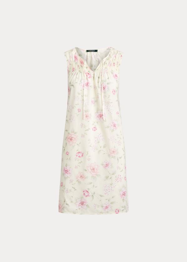 Piżama Ralph Lauren Floral Cotton-Blend Nightgown Damskie Beżowe Kolorowe | VPRG4612