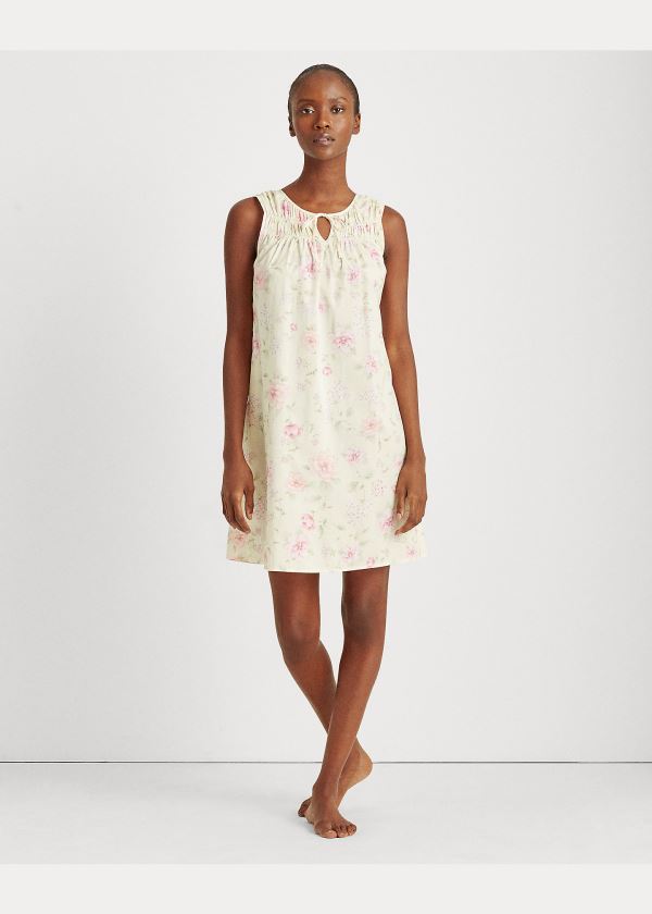 Piżama Ralph Lauren Floral Cotton-Blend Nightgown Damskie Beżowe Kolorowe | VPRG4612