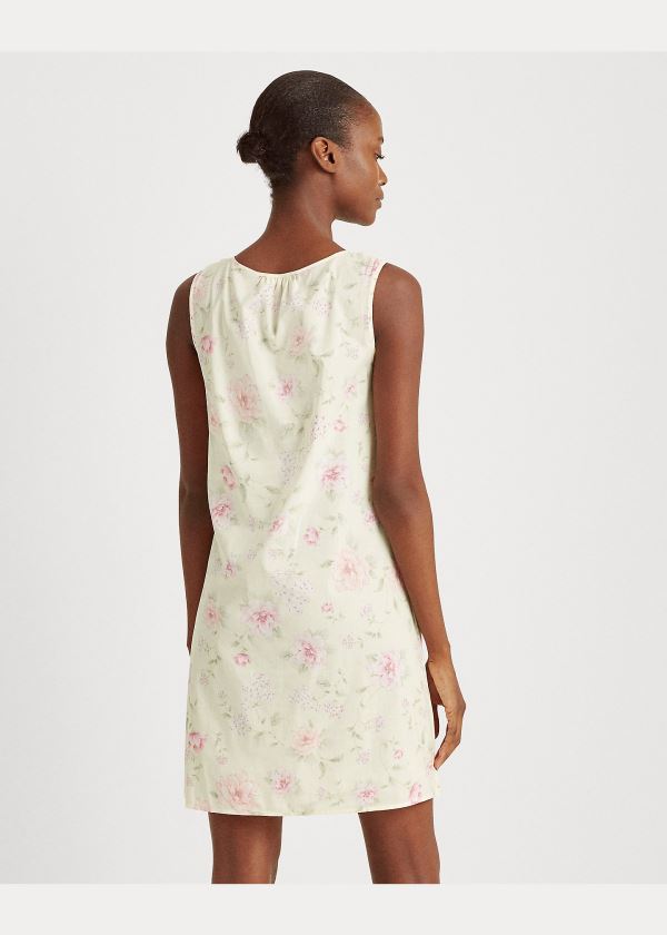 Piżama Ralph Lauren Floral Cotton-Blend Nightgown Damskie Beżowe Kolorowe | VPRG4612