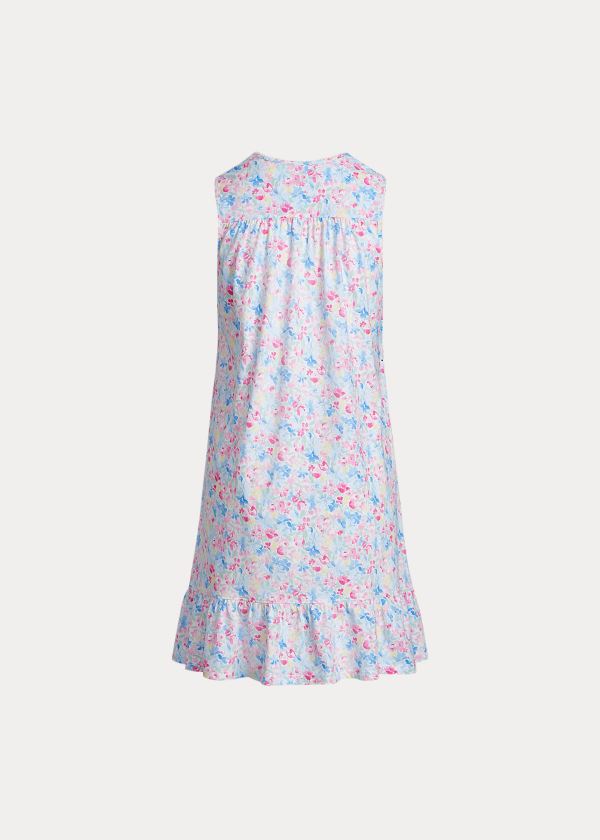 Piżama Ralph Lauren Floral Cotton Sleep Gown Damskie Fioletowe Kolorowe | QLMF9320