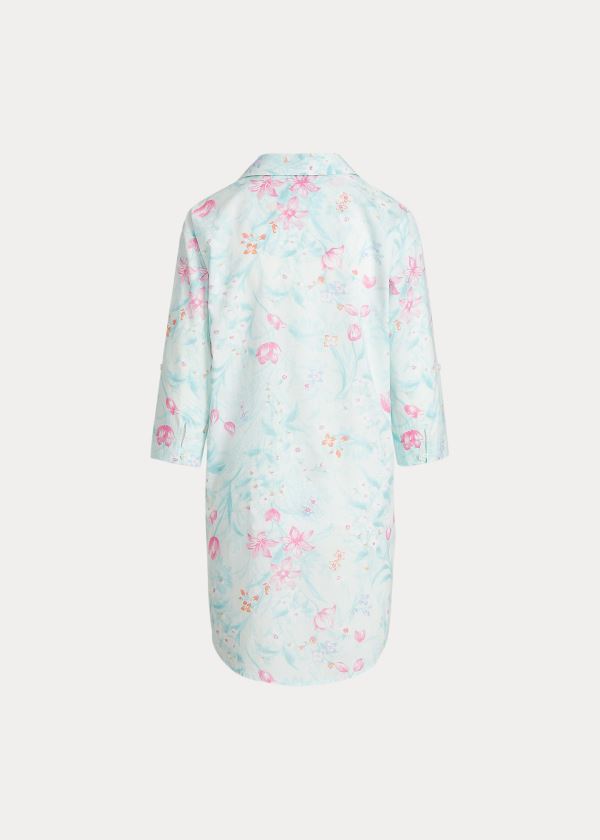 Piżama Ralph Lauren Floral Cotton Sleep Shirt Damskie Mięta | FXKS2050