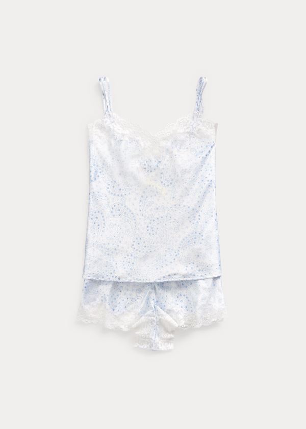 Piżama Ralph Lauren Floral Satin Pajama Short Set Damskie Białe | ODZP7250