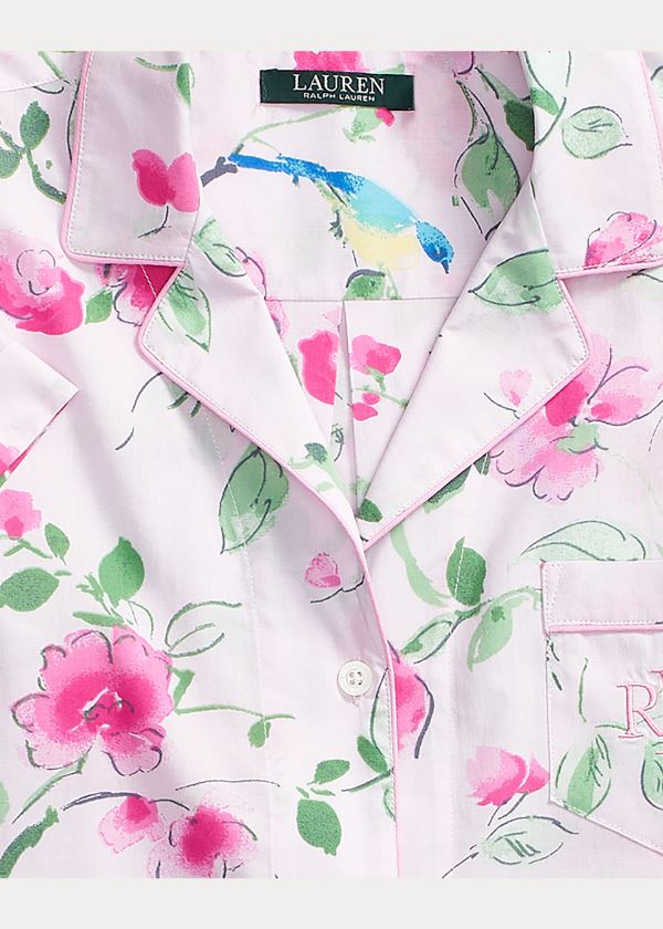 Piżama Ralph Lauren Floral Sleep Set Damskie Białe Różowe Kolorowe | NARV7869