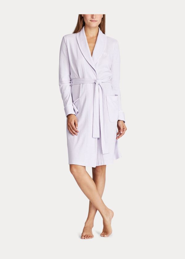 Piżama Ralph Lauren Herringbone Cotton-Blend Robe Damskie Fioletowe | KNWD1797