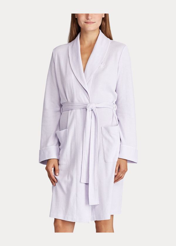 Piżama Ralph Lauren Herringbone Cotton-Blend Robe Damskie Fioletowe | KNWD1797