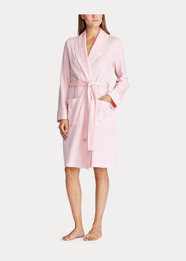 Piżama Ralph Lauren Herringbone Cotton-Blend Robe Damskie Różowe | VUWP6473