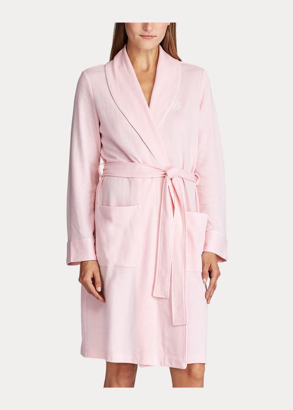 Piżama Ralph Lauren Herringbone Cotton-Blend Robe Damskie Różowe | VUWP6473