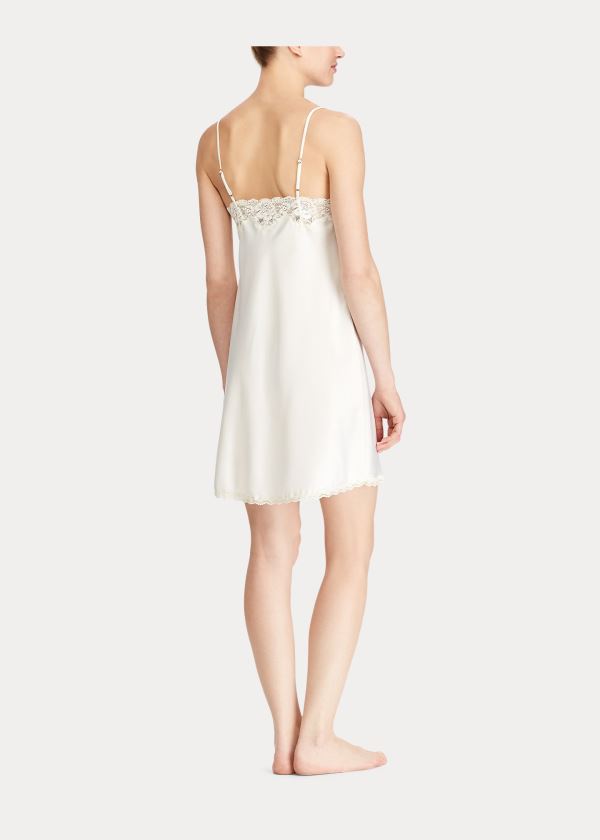 Piżama Ralph Lauren Lace-Trimmed Chemise Damskie Kremowe | YLUD8458