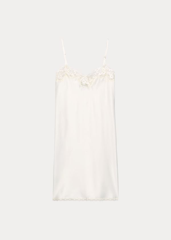 Piżama Ralph Lauren Lace-Trimmed Chemise Damskie Kremowe | YLUD8458