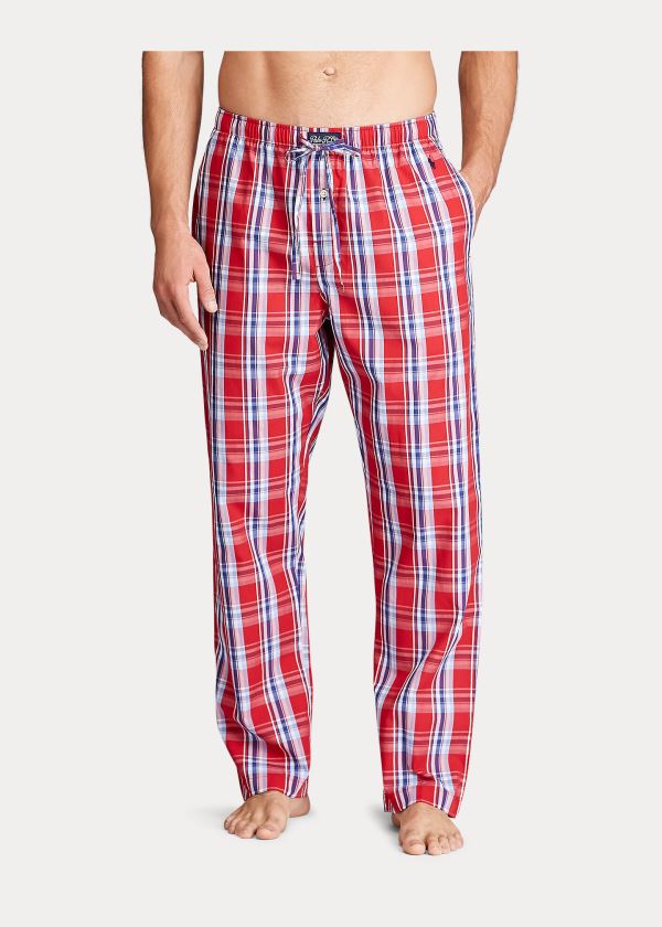 Piżama Ralph Lauren Plaid Pajama Pant Męskie Czerwone Granatowe | NZHP5972