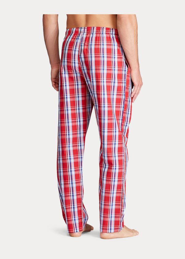 Piżama Ralph Lauren Plaid Pajama Pant Męskie Czerwone Granatowe | NZHP5972