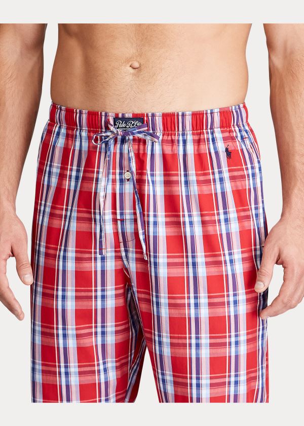 Piżama Ralph Lauren Plaid Pajama Pant Męskie Czerwone Granatowe | NZHP5972