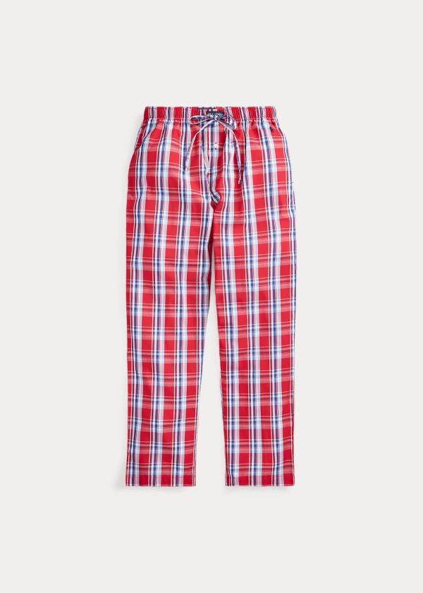 Piżama Ralph Lauren Plaid Pajama Pant Męskie Czerwone Granatowe | NZHP5972