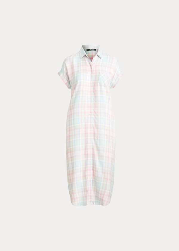 Piżama Ralph Lauren Plaid Sleep Shirt Damskie Kolorowe | JWCO8592