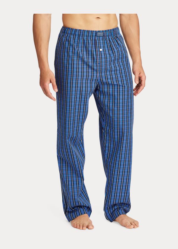 Piżama Ralph Lauren Plaid Woven Cotton Pajama Pant Męskie Niebieskie Kolorowe | KDKP9939