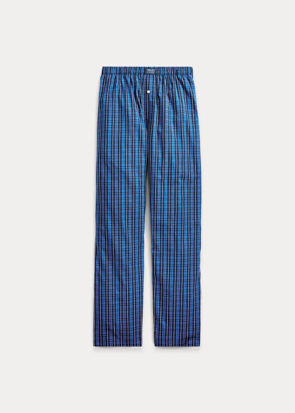 Piżama Ralph Lauren Plaid Woven Cotton Pajama Pant Męskie Niebieskie Kolorowe | KDKP9939