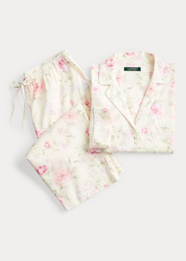 Piżama Ralph Lauren Print Cotton-Blend Sleep Set Damskie Beżowe Kolorowe | RFUE0518